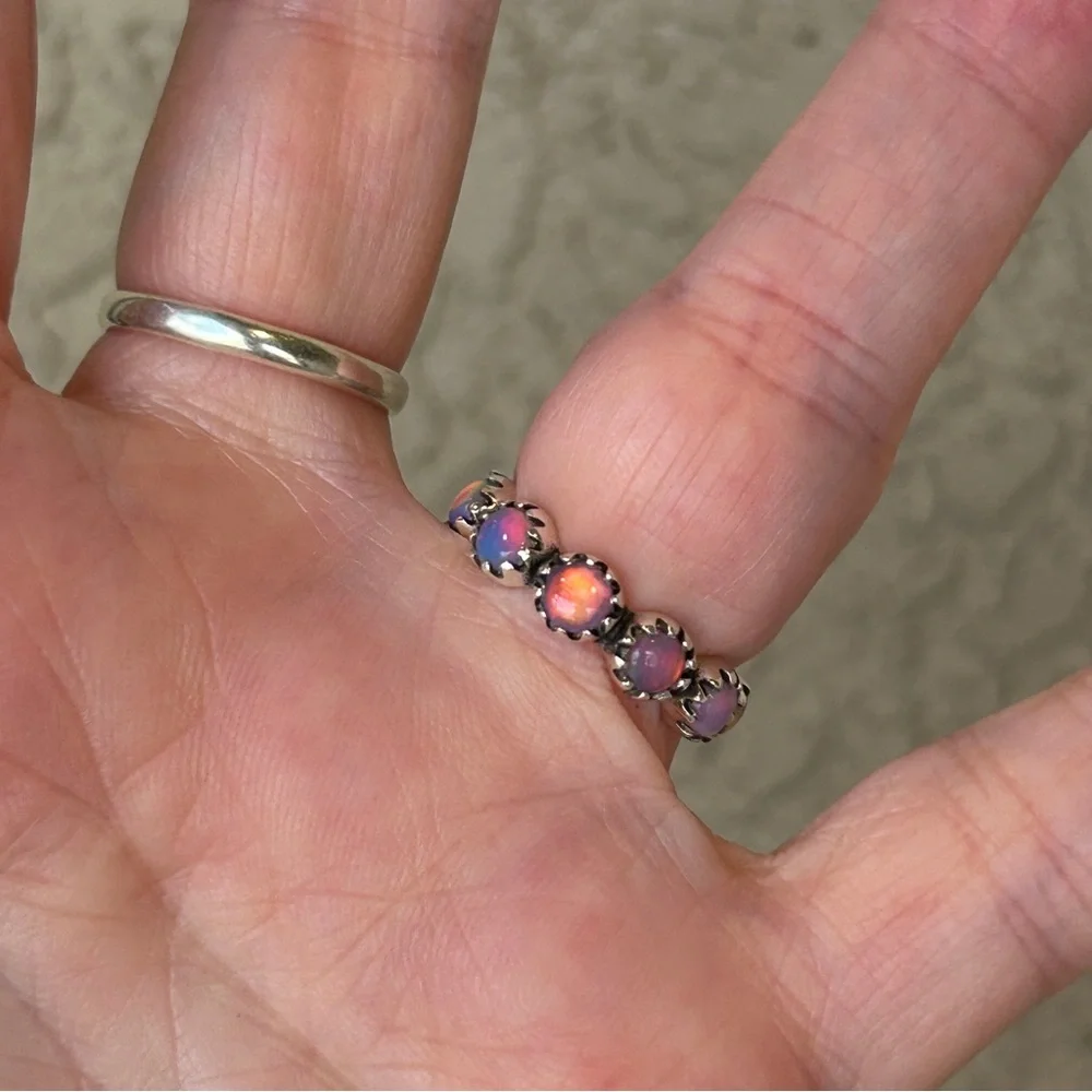 925 Sterling Silver Opal Eternity Ring